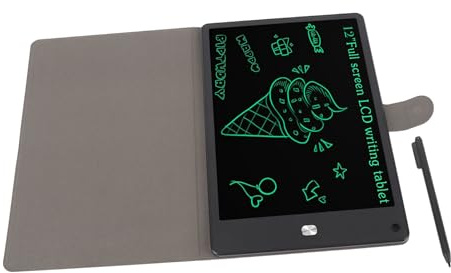 AYNEFY Tavoletta da Scrittura LCD da 12 Pollici, Blocco da Disegno Elettronico con Custodia in PU, Penna Cancellabile, Riutilizzabile, per Disegnare e Prendere Appunti