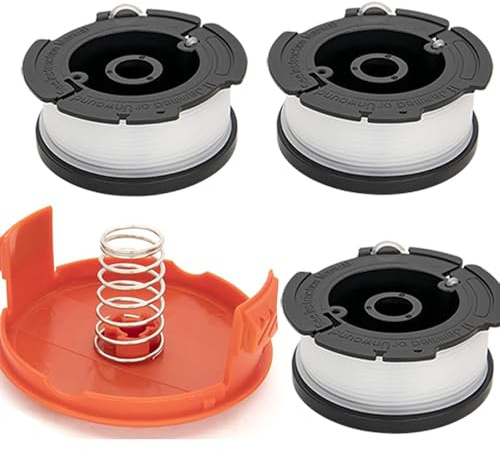 Fengfire 3PCS Spool Trimmer Spool Compatible with Black Decker Replace AF-100 ST5530-GB GLC3630L20-GB STC1820PC-GB BESTA530-GB BESTA525-GB,with Spool Cover and Spring