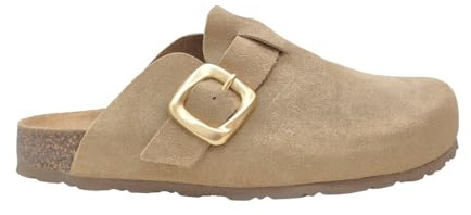 Yokono Sabots avec plante en gel, doigts couverts, cuir, daim, daim, nubuk, décontracté, fermeture à boucle pour femme, Croûte de cuir, 38 EU