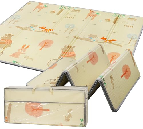 Spielmatte Baby Faltbar 180x200 cm,XXL Krabbelmatte Baby Schadstofffrei mit Buchstaben &Zahlen,Wasserdichte Babymatte Krabbelmatte–Doppelseitige Kinder Spielmatte für drinnen&draußen,1,5 cm Dick D