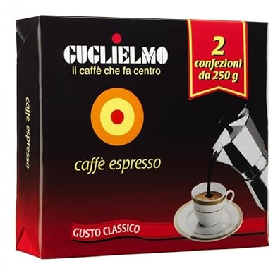 Café moulu classique Guglielmo pour cafetière italienne, 2 sachets de 250 g