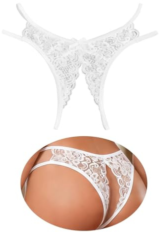 Tangas Abierto Mujer Encaje Sexy String Abertura Entrepierna Transparente | Bragas Brasileñas con Aberturas Laterales,Braguitas de Cintura Baja Tanga Hilo Thong Underwear Panty,Talla Grande S-XXL
