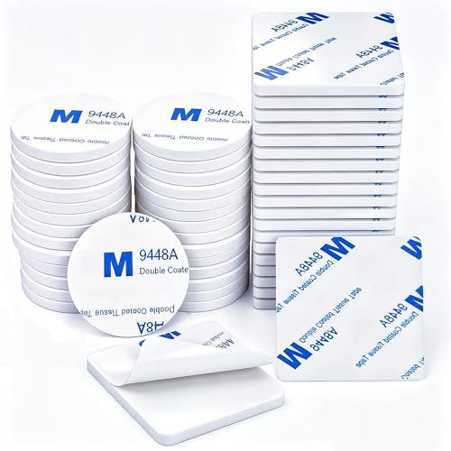 Litabur Double Sided Sticky Tape Heavy Duty 50 Pcs Sticky Pads Strong Mounting Adhesive Foam Pads Waterproof for Outdoor Indoor Hanging(50mm x 30mm) (40, white, 40 * 40mm+30 * 30mm)