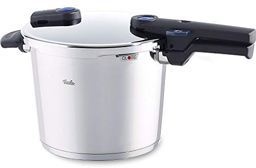 Fissler Vitaquick/Induktions-Schnellkochtopf (6 L, Ø 22 cm) Edelstahl-Dampfkochtopf, 2 Garstufen, stapelbar, Silber