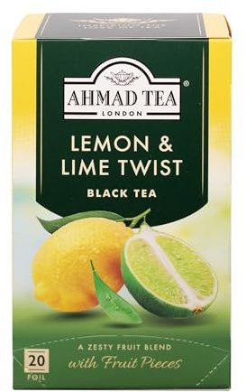 Tè inglese, Lemon and Lime Twist frutta Tè nero - Tagged e Teabags Sventato alluminio