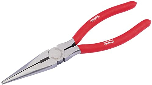 Draper Redline Long Nose Pliers | Heavy Duty Pliers with PVC Dipped Handles | 200mm Needle Nose Pliers | 68238