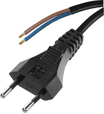 EMOS Euro-Zuleitung 3m, Netzkabel, Anschlusskabel schwarz/Verbindungskabel für Haushaltsgeräte mit Euro-Stecker, 2X 0,75 mm, H03VVH2-F Kunststoffkabel