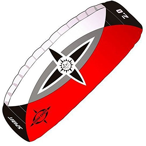 elliot 1011649 Elliot Sigma Spirit 2.0 Zweileiner-Lenkdrachen (Lenkmatte), rtf, 190 x 68 cm, Bft. 2-7, schwarz/weiß/rot