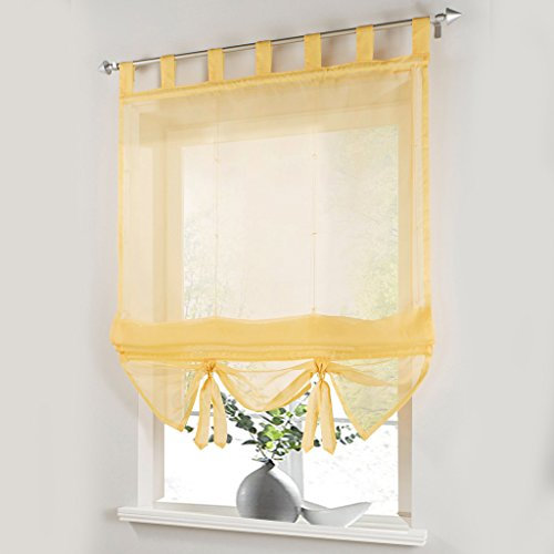 HongYa Raffrollo Voile Transparent Schlaufen Gardine BxH: 80x155cm Sonnengelb