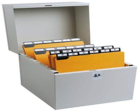 Exacompta 54722E Karteikassette Metalib für bis zu 500 Karteikarten DIN A6 quer Tragegriffe vorne und hinten grau Karteikasten