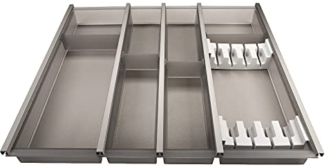 SOTECH 60er Cuisio Besteckeinsatz graphit transluzent mit Messerblock | Besteckkasten für Schubladen von SOTECH