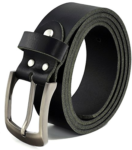 Fa.Volmer ® Gürtel Herren Ledergürtel aus Büffelleder für Männer Jeans Anzug Echtleder Schwarz 38mm breit kürzbar #10125 (Bundweite 110cm)