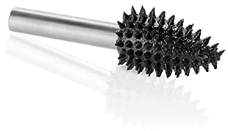 Kutzall Extreme Flame Rotary Burr, 1⁄4 Shaft, Very Coarse - Woodworking Attachment for Bosch, DeWalt, Milwaukee, Makita. Abrasive Tungsten Carbide, 1⁄2 (12.7mm) Dia. X 1 (25.4mm) Length, FLX-12C