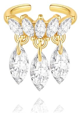 HOMEYU® handgemachte Opal Ohr Manschette Wrap Ohrring, doppeltekeine Piercing, Knorpel Ohr Manschette, Fake Knorpel Ohrring, 14 K Gold gefüllt Draht