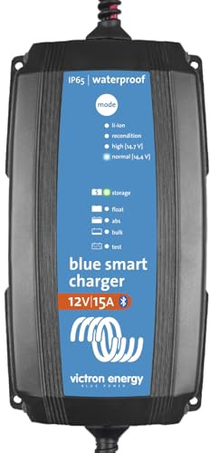 Victron Energy Blue Smart Batterie Ladegerät 12-Volt 15 Ampere 230V - Autobatterie Ladegerät - Batterieerhaltungsgerät und Desulfator - IP65 Geschützt - Bluetooth - CEE 7/16