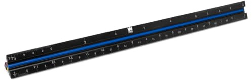WEN ME333R 12-Inch Aluminum Triangular Architect Ruler with Laser-Etched Imperial Drafting Scales