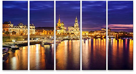 islandburner Bild auf Leinwand Dresden Deutschland Skyline Downtown Elbe Fluss Bilder Wandbilder Poster
