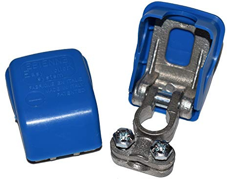 2 Stück Easy Click® Polklemmen für Autobatterie, Fahrzeugbatterie, Batterie Polklemmen, Schnellklemmen, Polklemme mit Schnellverschluss - Batterieklemmen mit Schnellverbinder bis 50 mm² 2 x blau