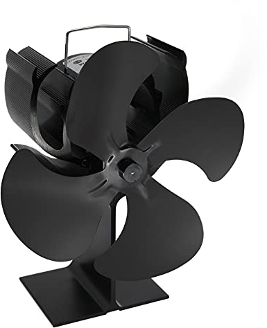 Wärmebetriebene Kaminventilator mit 4 Klingen Kaminzubehör,Geräuscharm, Zirkuliert Warm, Effiziente Verteilung, Holzofen-Zubehö(Rentierschwarz)…