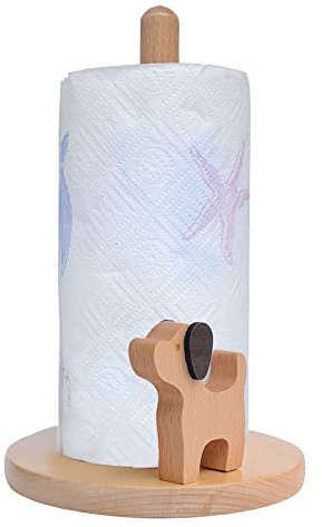 FGYZYP Papierhandtuchhalter aus Holz, Küchenrollenhalter, niedlicher Papiertaschentuchhalter, stanzfreier Organizer, Aufbewahrungsregal, Hirsch-/Hundedekoration für Schrank, Tisch, Wand, Küche,