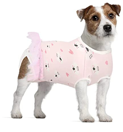 Etdane Dog Diapers Sanitary Panties Physiological Period Onesies Surgical Recovery Suits for Male and Female Dogs Pink Koala/M