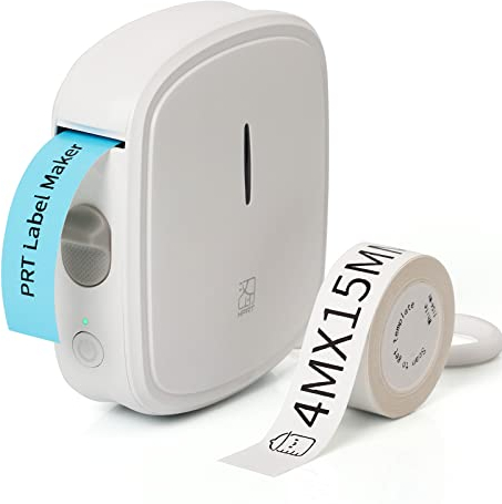 prt QUTIE Bluetooth Beschriftungsgerät Selbstklebend, Tragbarer Mini Etikettiergerät, USB Aufladen Etikettendrucker, labelmaker für Zuhause, Büro, Datum, Name, Kompatibel, iOS & Android，Weiß