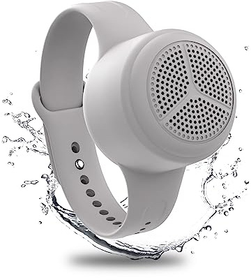 Momoho Multifunctional IPX7 Waterproof Bluetooth Speaker, Micro SD Support TWS Pairing Stereo Portable Speakers With Camera Remote Control For Smartphones, Small Pillow Speaker(With Watchband, Gray)