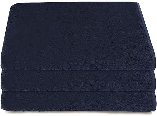 Tuva Home Juego De 3 Toallas 90x180 Cm, 500 g/m2 - Paño De Bienestar SPA Y Sauna - Toallas SPA, De Baño Profesionales De Rizo 100% Algodón - Ideales para Mesa De Masaje Tumbona Y Playa (Azul Marino)