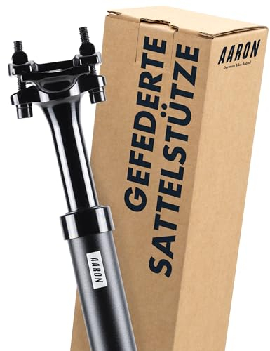 AARON Sattelstütze gefedert mit 27,2 mm Durchmesser - Federsattelstütze aus Aluminium - Gefederte Sattelstütze mit 350mm Länge - Fahrrad für E-Bike, MTB, City