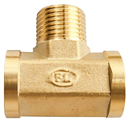 D&DHardware T-Stück Messing 1/2 Zoll Innengewinde, Gewindefitting T-Stück IGxAGxIG für Heizung und Trinkwasseranlage