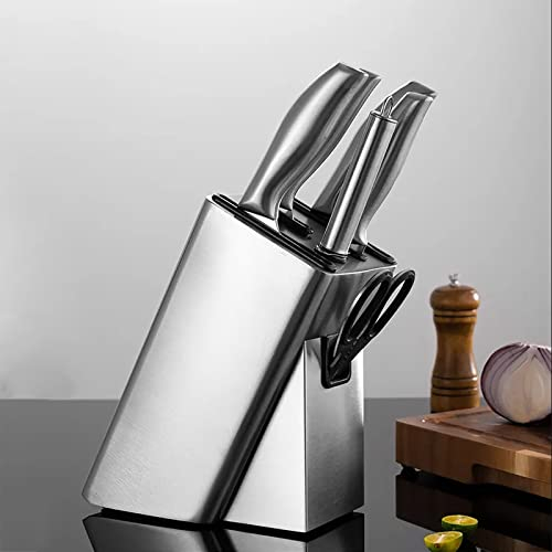 Portacoltelli In Acciaio Inossidabile, Ceppo Portacoltelli Universale a 6 Fessure Con Uscita Dell'acqua, Angolo Di Inclinazione Di 20°, Salvaspazio E Resistente, Per Riporre Le Posate Da Cucina
