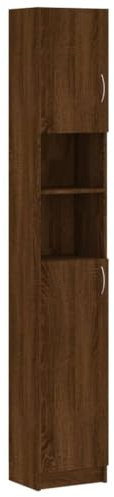 vidaXL Badezimmerschrank, Badschrank mit viel Stauraum, Schrank für Badezimmer, Hochschrank Bad Badmöbel, Braun Eichen-Optik Holzwerkstoff