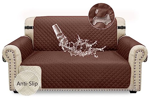 Granbest Wasserdichter Sofabezug 2-Sitzer, rutschfester Zweisitzerbezug mit elastischen Bändern, waschbarer Sofaschoner für Kinder, Haustiere, Hunde, Katzen, vier Jahreszeiten, universell (2 Sitzer,