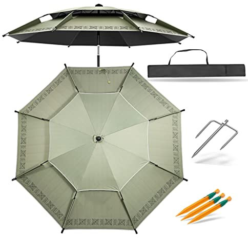 XIAOYUE Beach Umbrella with Sand Anchor & Tilt Mechanism, UV 50+ Protection Portable Outdoor Windproof Sunshade Umbrella with Carry Bag, Air Vent, for Garden Pool Fishing Park (Size : 220cm/7.2ft)