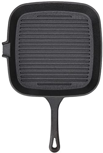 Sartén de Hierro para Parrilla, Sartén Cuadrada Antiadherente, Sartén Negra para Bistec con Mango Resistente Al Calor, Sartén para Tocino de Conducción Rápida de Calor para el Hogar, la(22cm)