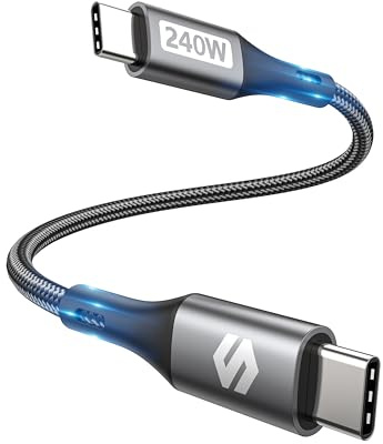 Silkland Cavo USB-C Corto 0.5m 240W, PD 3.1 QC4.0 Cavo USB Type-c Ricarica Rapida con E-marker, [Resistente Nylon] Cavo Type-c to Type C