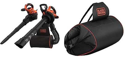 Aspirateur et souffleur de Feuilles électriques 3 en 1 Black+Decker BEBLV300-QS, 3000 Watts, avec déchiqueteuse & Sac à Dos pour Aspirateur-Souffleur-Broyeur, Capacité 70 L