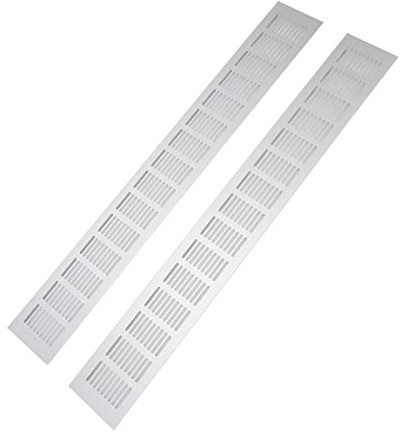 KIMISS 2 Pcs Air Vent Vent Grille, Silver Air Vent Cover Rectangular Vent Plate Aluminum Alloy Door Air Vent Grille for Cabinet Shoe Cabinet Closet (80 * 600mm)