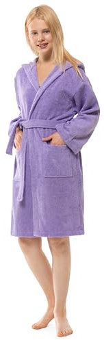Twinzen Peignoir Adolescent Garçon Fille à Capuche, 100% Coton OekoTex, 15-16 Ans Mauve - Tissu Éponge - Peignoir de Bain Ultra Doux et Absorbant