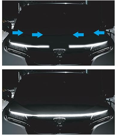 Simoni Racing LHW Externe LED-Autolichter 120 cm, Flexible und wasserdichte LED-Lichtleiste für Motorhaube, Tagfahrlichter, LED-Streifen für Auto, SUV, LKW.