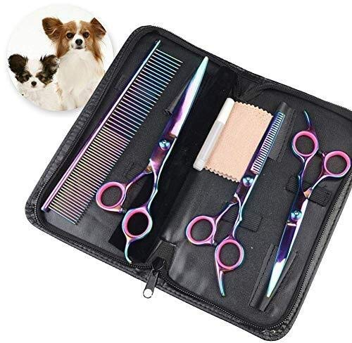 Haustier-Pflegescheren-Set, Hundepflege-Set, Haustier-Pflegescheren-Set, professionell, Edelstahl, Haustier-Trimmer-Set, Haustier-Pflegeset, Kamm, Haarschnitt, Hunde- und Katzenpflege-Scheren-Set, 7
