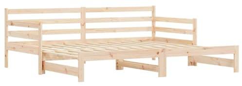 vidaXL Sofá Cama Nido, Diván Extensible, Cama Extraíble de Invitados, Estructura de Cama para Salón Dormitorio, Madera Maciza de Pino 90x200 cm