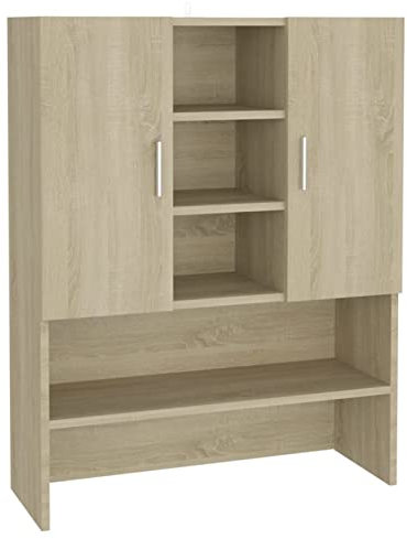 Gecheer Mobile,Armadio,Superiore,per Lavatrice,Moderno,in Truciolato,Rovere Sonoma,70,5x25,5x90 cm,Mobile per Lavatrice con Scomparti,Mensola per Lavatrice Moderna