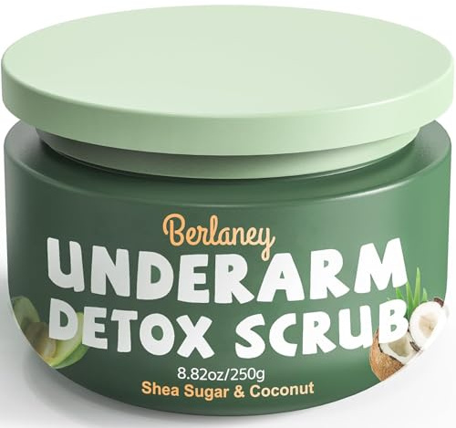 Armpit Detox and Scrub with Shea Butter and Coconut 8.82oz-Exfoliating Scrub with Natural Ingredients for Removing Odor, Deep Cleansing and Exfoliating, also for Legs, Knee, Feet, Hands and Body