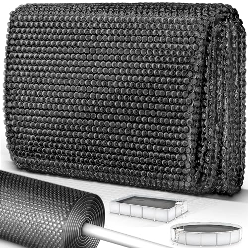 tillvex Thermal Pool Cover – Circular and Rectangular | Solar Film Thickness 120 µm | Cutable Solar Tarpaulin | Pool Heating for Water Heating (732 x 366 cm, Black)