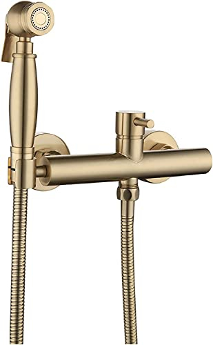 Toilettenspray-Set, Stoffwindel-Sprayer-Set, Messing, Handbrause, WC-Set, gebürstetes Gold, WC-Sprayer, Wandmontage, Badezimmer-Waschraum-Set mit heißem und kaltem Wasser, Lochabstand 15 cm (Color :