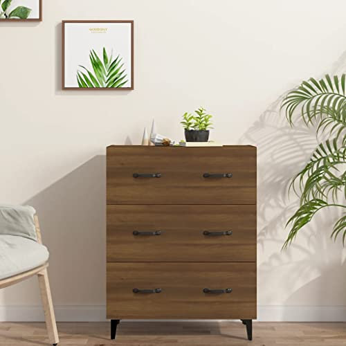 Tino Tech 69,5x34x90 cm Sideboard mit Schublade Aufbewahrungsschrank Beistellschrank Flurmöbel Esszimmermöbel Schubladenschrank Highboard Schlafzimmermöbel Holzwerkstoff Braun Eichen-Optik