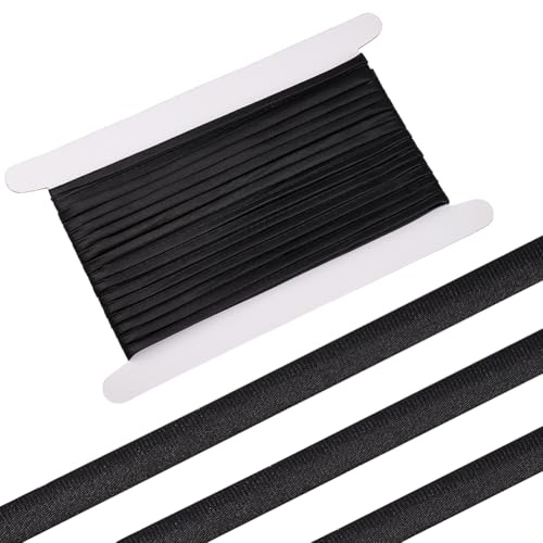 BENECREAT 10 m svart satin-korsett rem, 5 mm bred korsett baktill, snörningsremmar med justerbar bröllopskorsett satinband för klädtillbehör