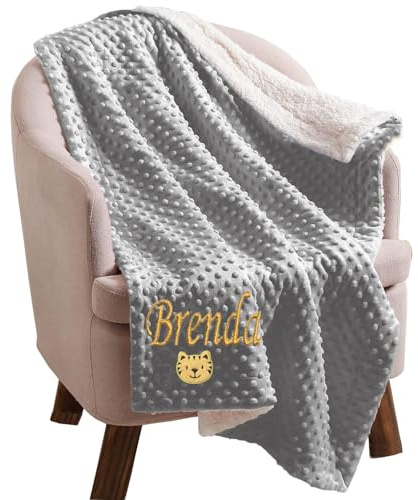 Caixiabeauty Manta Bebé Personalizada Nombre, Manta Siesta Guardería, Manta Bebé, Manta Bebé con Nombres for Niño Niña, Regalo Nacimiento Personalizado(Gray)