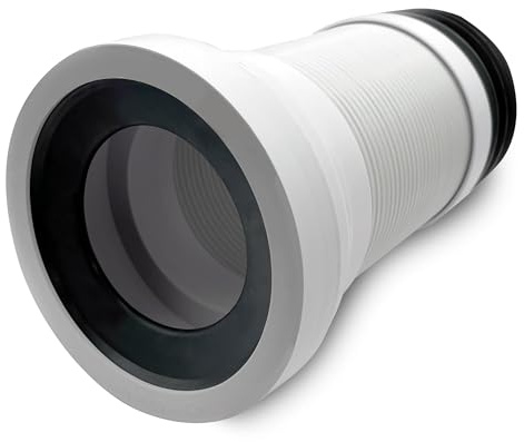 CranPlas CP124 Flexible Pan Connector | For Misaligned, Offset Pans or Back-to-Wall Pans | 240–500mm Length | Compatible with 110mm (4”) PVC or Cast-Iron Soil Pipe | Push-Fit, Rubber Seal